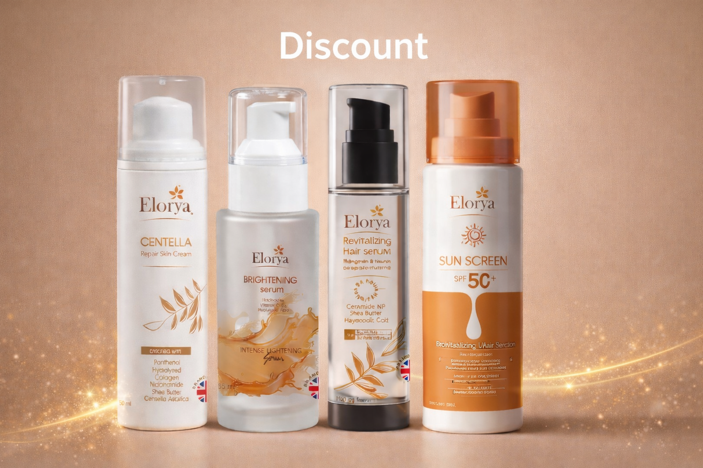 Sun protection spf50+ & Centella & Revitalizing hair serum &  Brightening Serum