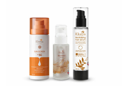 Sun protection spf50+ & Revitalizing hair serum &  Brightening Serum